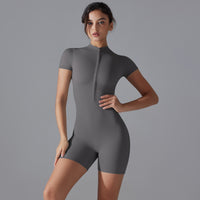 Short Sleeve Athletic Jumpsuit with Stretch Fit for Fitness and Yoga