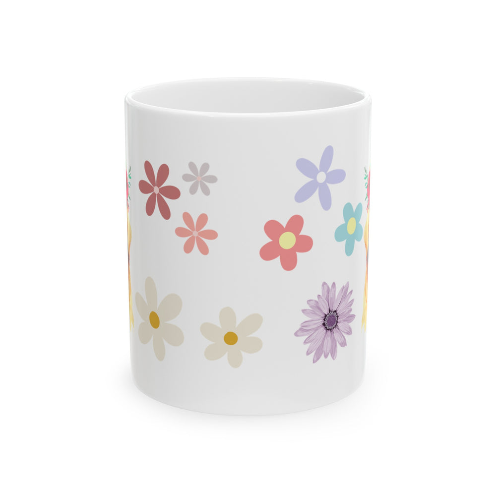 Floral Crown Dog Mug, 11oz