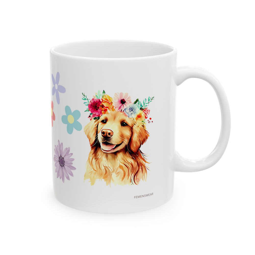 Floral Crown Dog Mug, 11oz