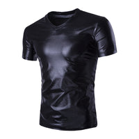 Shiny Short Sleeve Men Party Crew Neck