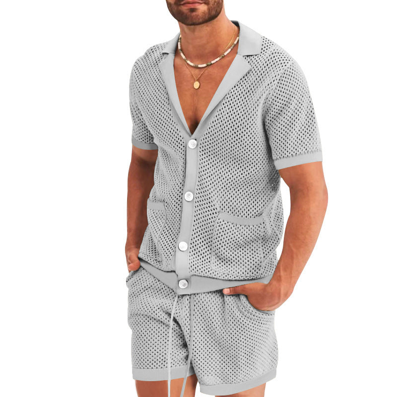 Casual Mesh Knit Two Piece Outfit