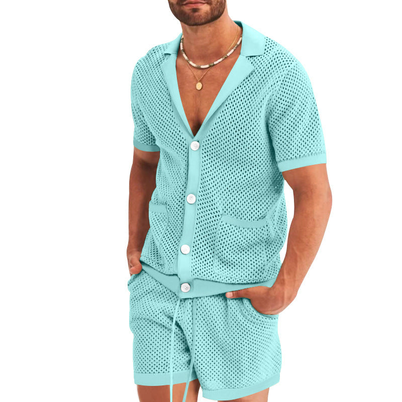Casual Mesh Knit Two Piece Outfit