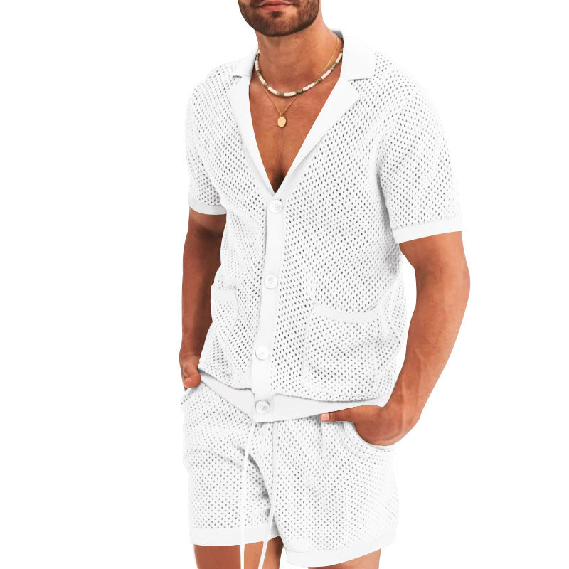 Casual Mesh Knit Two Piece Outfit