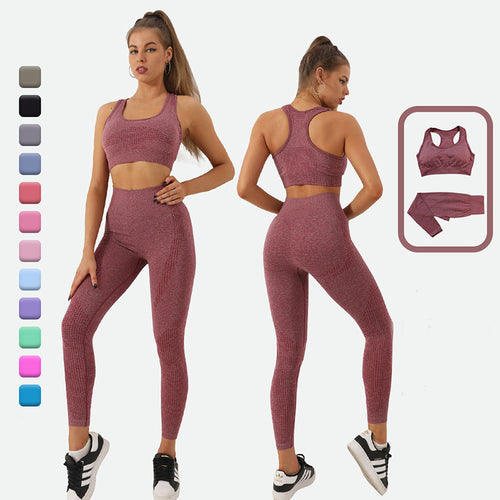 Matching Yoga Outfit with Sculpt Fit Crop Top and Flex Waist Leggings