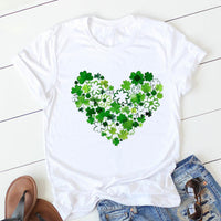 Women Heart Print Tee Soft Comfy Casual Top
