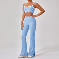 Contrast Color Yoga Workout Set with Spaghetti Strap Top