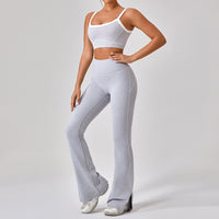 Contrast Color Yoga Workout Set with Spaghetti Strap Top