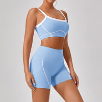 Contrast Color Yoga Workout Set with Spaghetti Strap Top