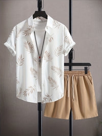 Tropical Leaf Print Two-Piece Set