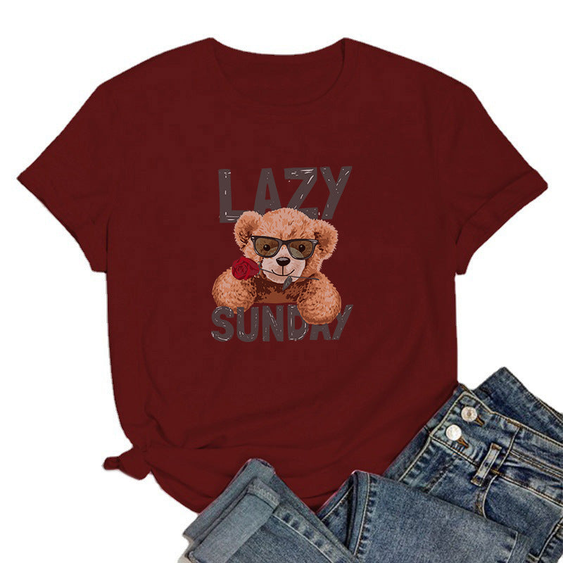 Red Lazy Sunday Printed Tee