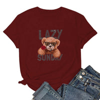 Red Lazy Sunday Printed Tee