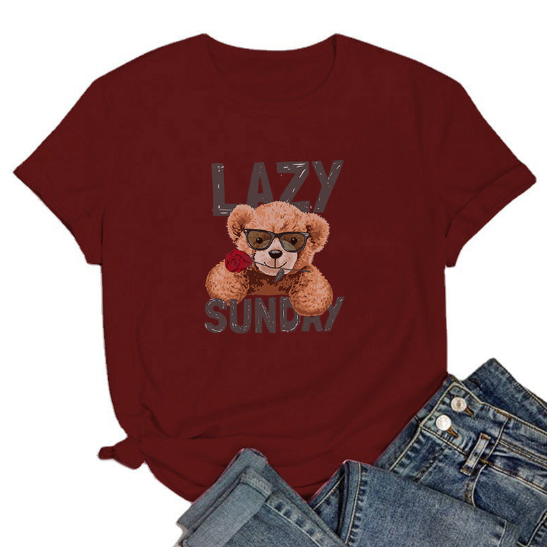 Red Lazy Sunday Printed Tee