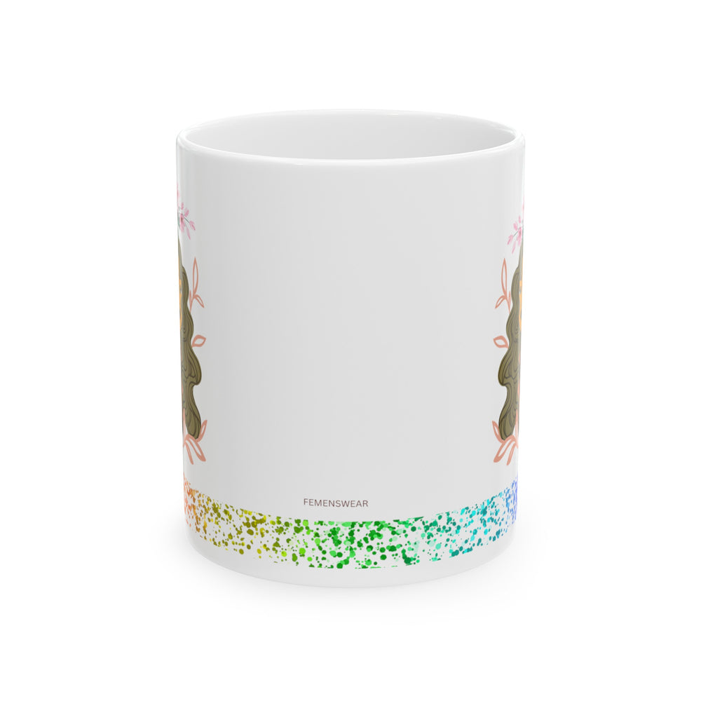 Floral Woman Illustration Mug, 11oz