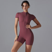Short Sleeve Athletic Jumpsuit with Stretch Fit for Fitness and Yoga