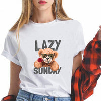 White Lazy Sunday Printed Tee