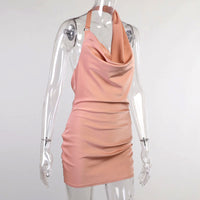 Satin V-Neck Backless Mini Dress