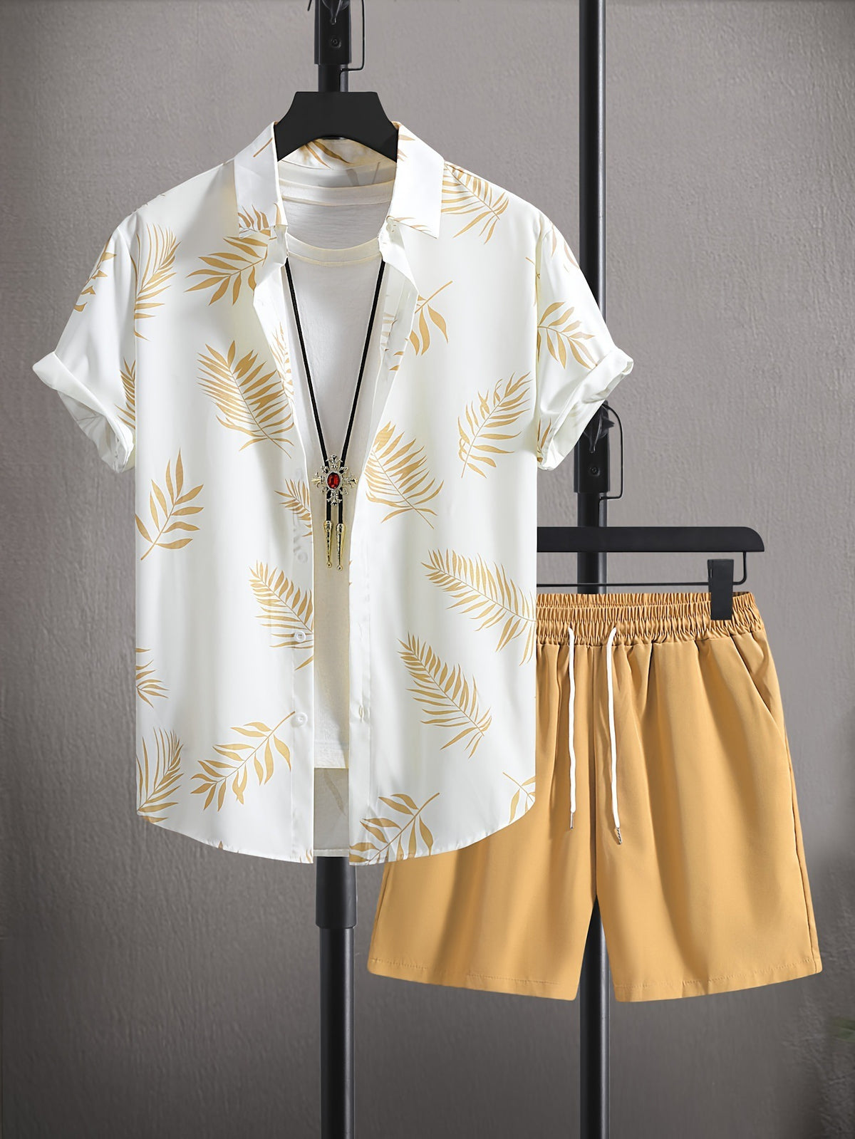 Tropical Leaf Print Two-Piece Set