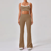Contrast Color Yoga Workout Set with Spaghetti Strap Top