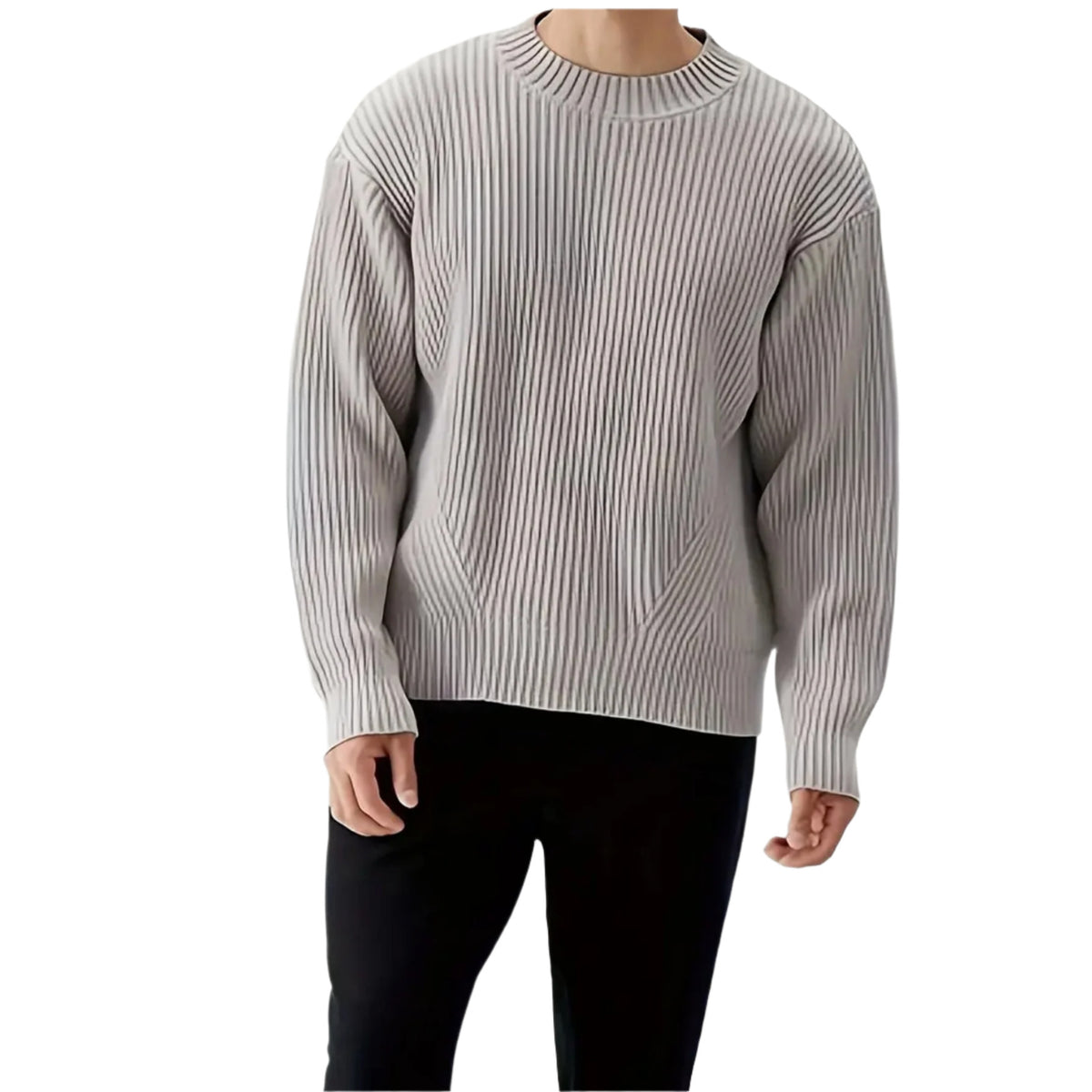 Men’s Gray Round Neck Sweater Casual Comfort
