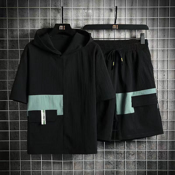 Men's Loose Fit Hooded Shorts Set