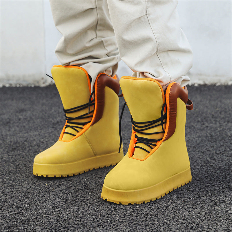 Waterproof High-Top Boots for Men Trendy and Warm