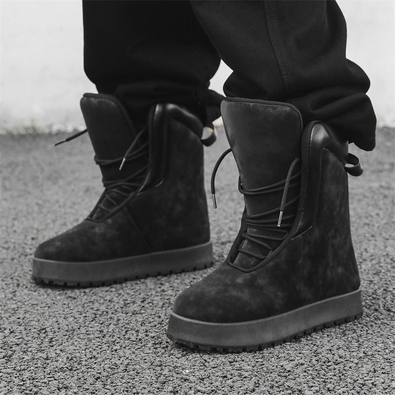 Waterproof High-Top Boots for Men Trendy and Warm