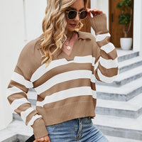 Women’s Knitted Loose Striped Cotton Sweater