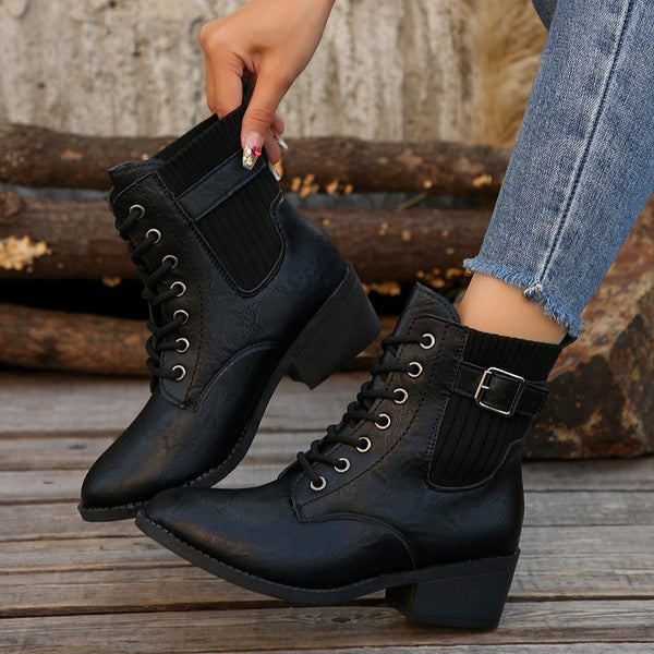 Women’s Platform Wedge Boots – Pointed Toe & Chunky Heel