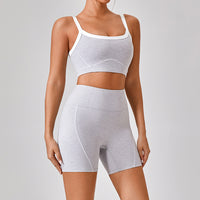 Contrast Color Yoga Workout Set with Spaghetti Strap Top