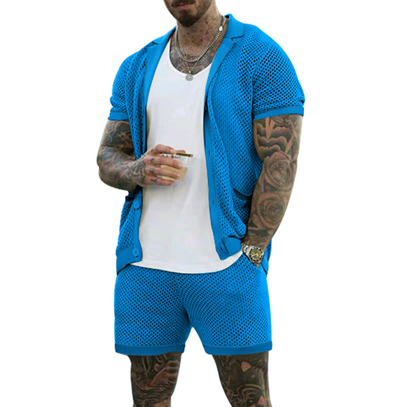 Casual Mesh Knit Two Piece Outfit