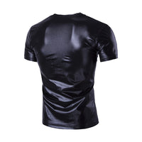 Shiny Short Sleeve Men Party Crew Neck