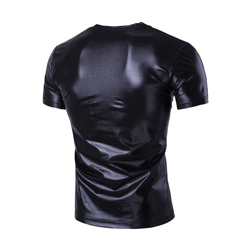 Shiny Short Sleeve Men Party Crew Neck