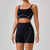 Contrast Color Yoga Workout Set with Spaghetti Strap Top
